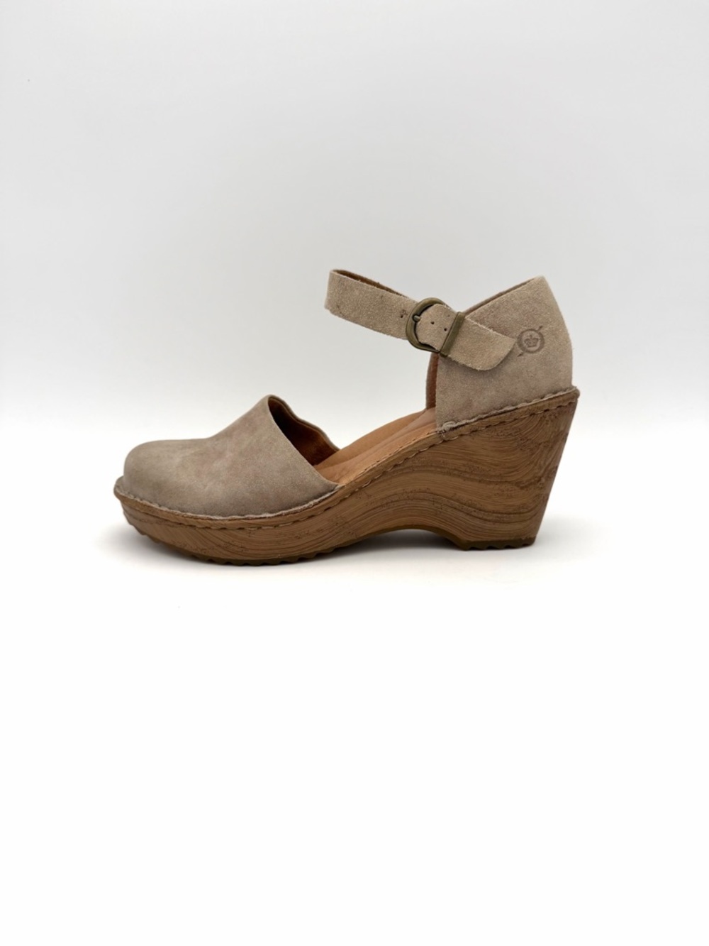 Born Women's Ankle Strap Heel Sandals Heeled Leather Size 6 Brown Closed Toe - Picture 2 of 9